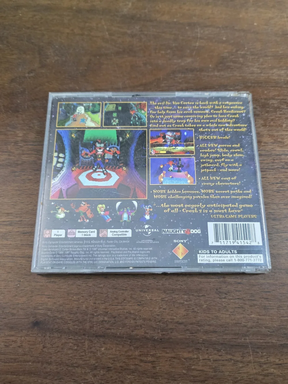 🔥 Sony PS1 Crash Bandicoot 2: Cortex Strikes [ Lenticular Cover ] Game CIB PSx - Picture 4 of 4